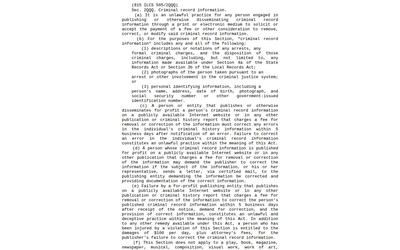 Illinois anti-pay-to-remove law for Piatt County mugshot records