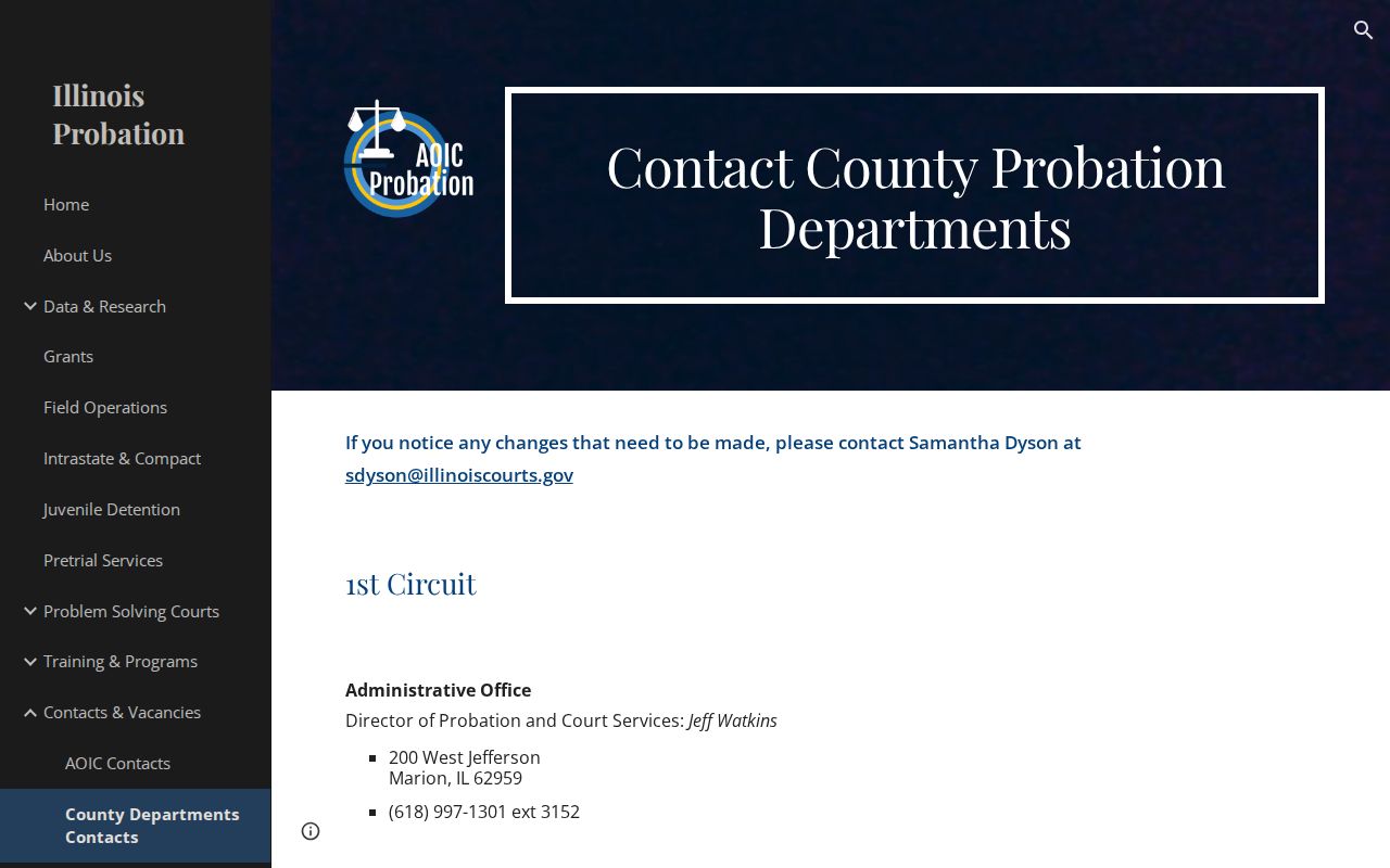 Piatt County probation contact record for post-release supervision