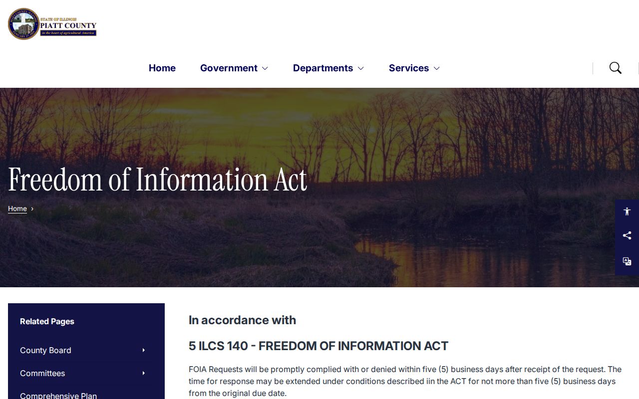 Piatt County freedom of information request page