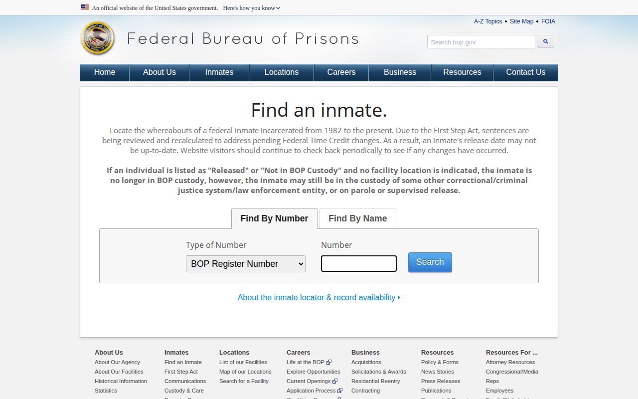 Federal Bureau of Prisons release locator serving Piatt County cases
